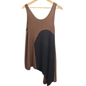 Sympli Lagenlook Asymmetrical Tunic Dress  Sz 8 Artsy Layering Mixed Textiles